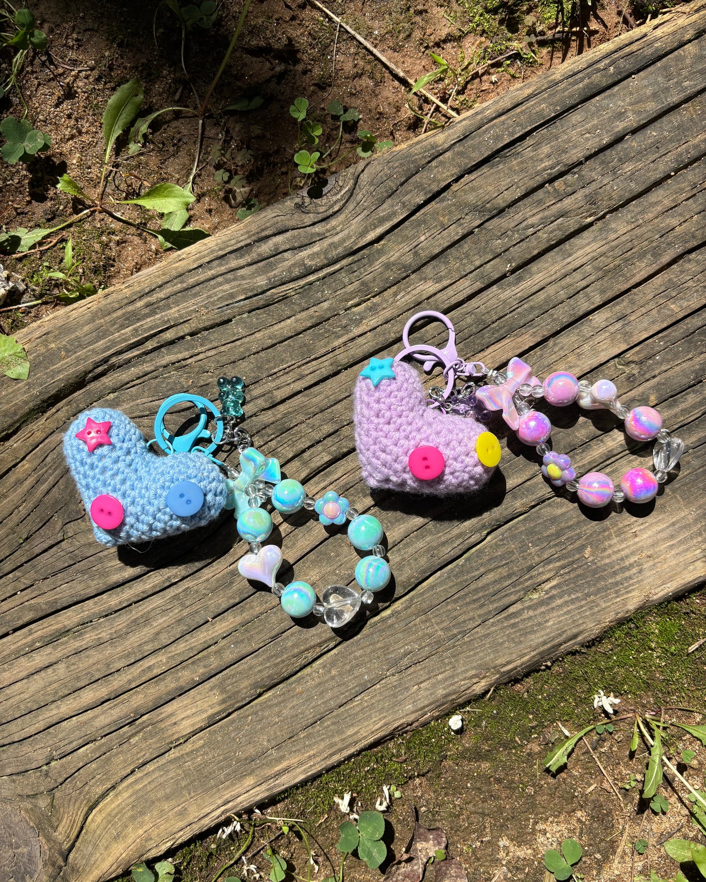 Button Heart Keychains