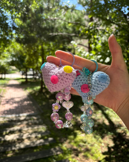 Button Heart Keychains
