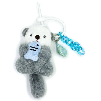 Fuzzy Otter Trio Keychains